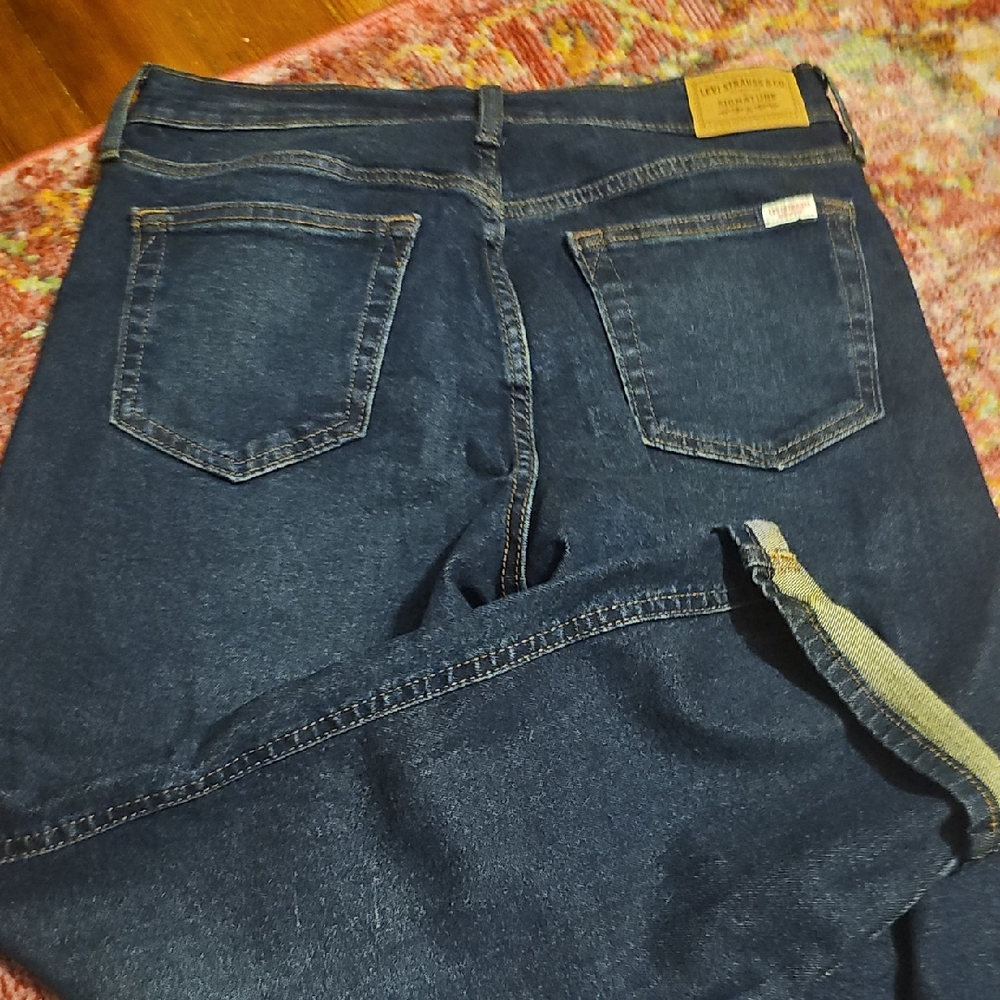 Levi Strauss Signature Dark Blue Denim Capri Jeans Straightleg